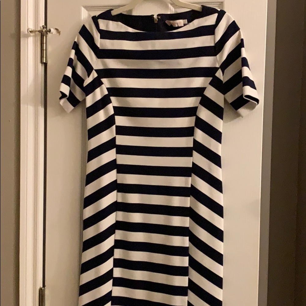 Tory Burch Navy and White Striped Dress
